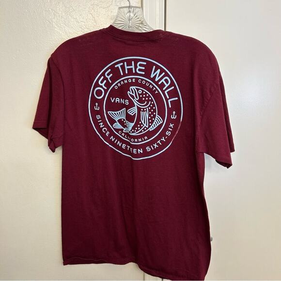 Vans Men's Maroon T-Shirt Size M Orange County Details - Picture 5 of 6